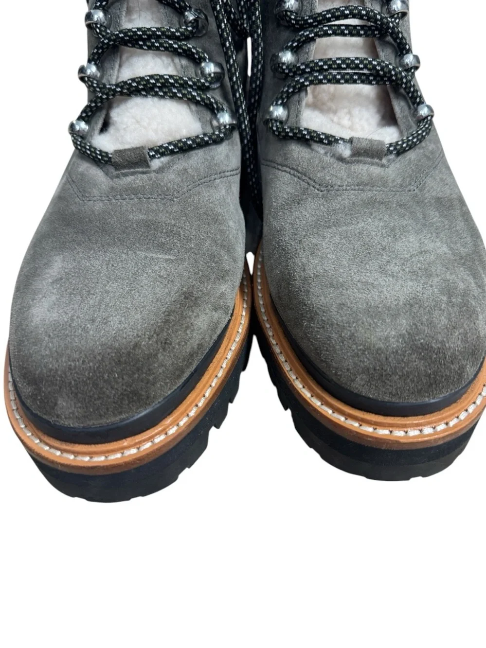 Marc Fisher LTD Izzie Shearling Suede Combat Boots Womens Size 10 Gray Lug